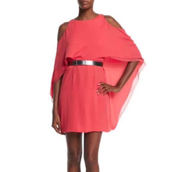 Halston Heritage Coral Cocktail Dress - Picture 4 of 9